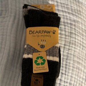 BearPaw Black and Gray Striped Socks Warm Eco-Friendly